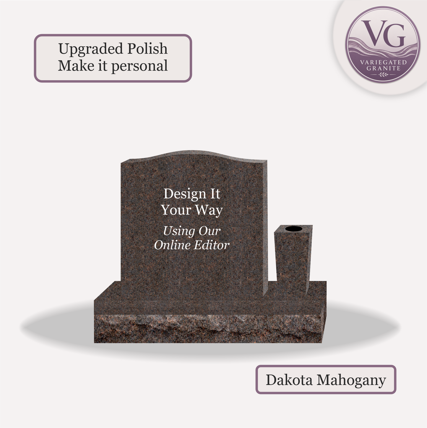 Upright Monument With 1 Vase β 20x4x20 upright on 32x8x6 Base
