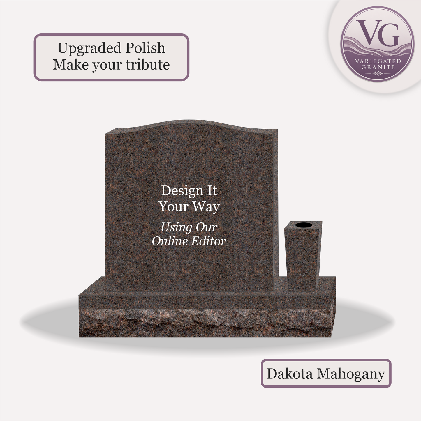 Upright Monument With 1 Vase β 24x6x24 upright on 36x12x6 Base
