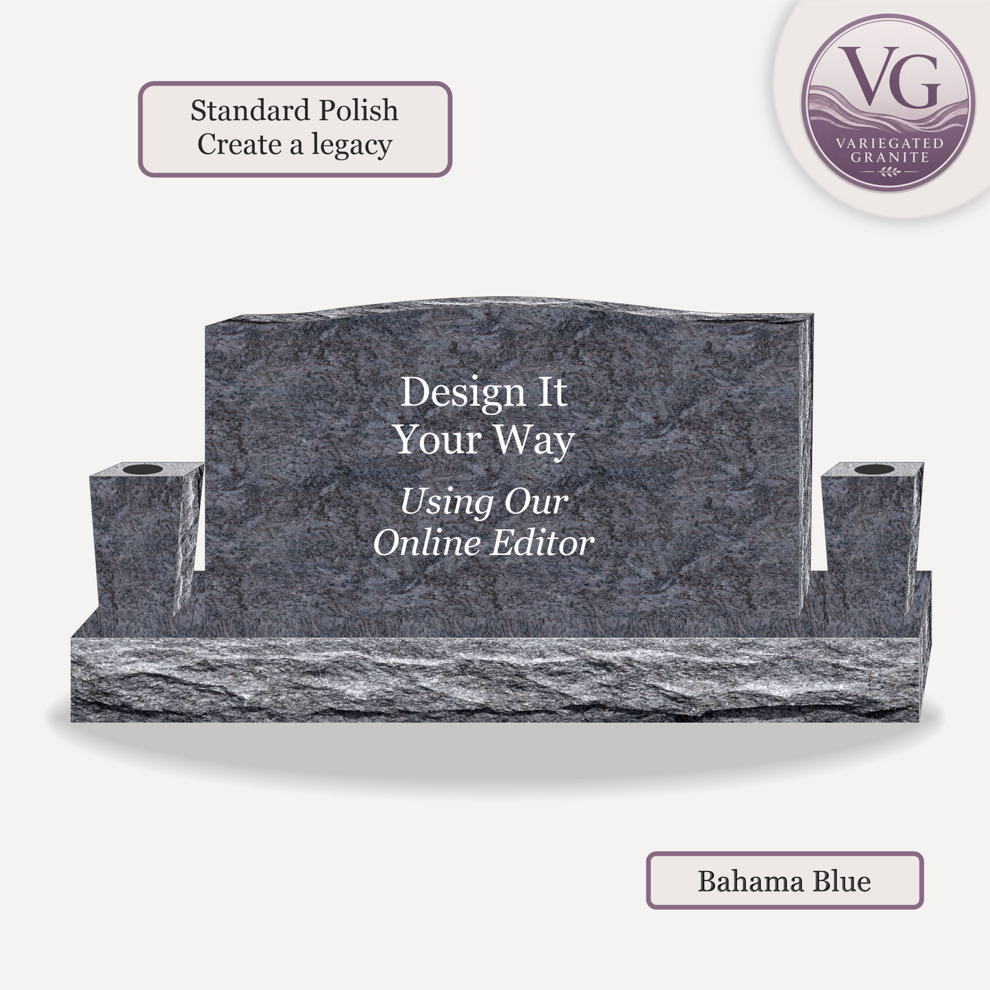 Companion Monument With 2 Vases – 42x6x22 upright on 60x12x6 Base