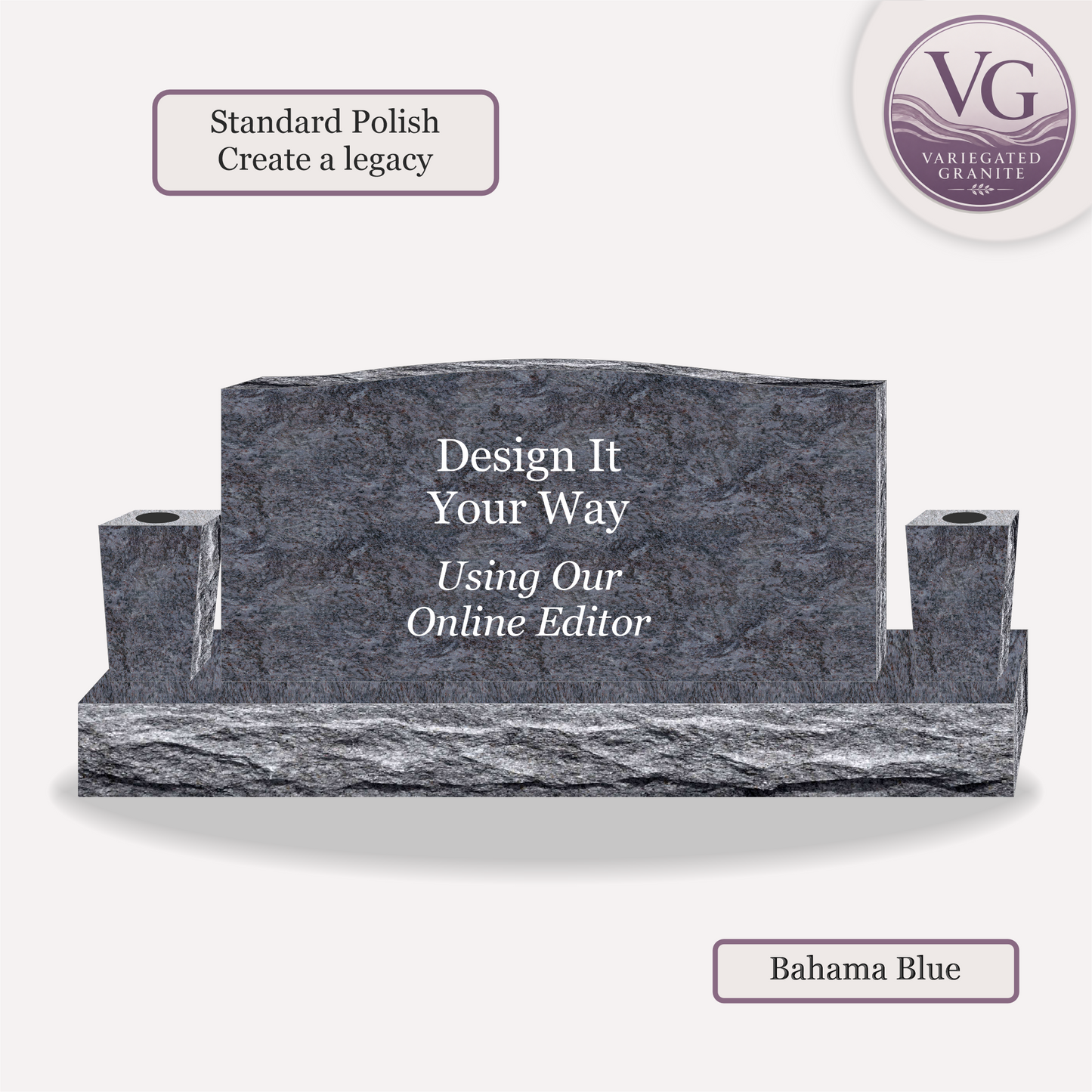 Companion Monument With 2 Vases – 42x6x20 upright on 60x12x6 Base