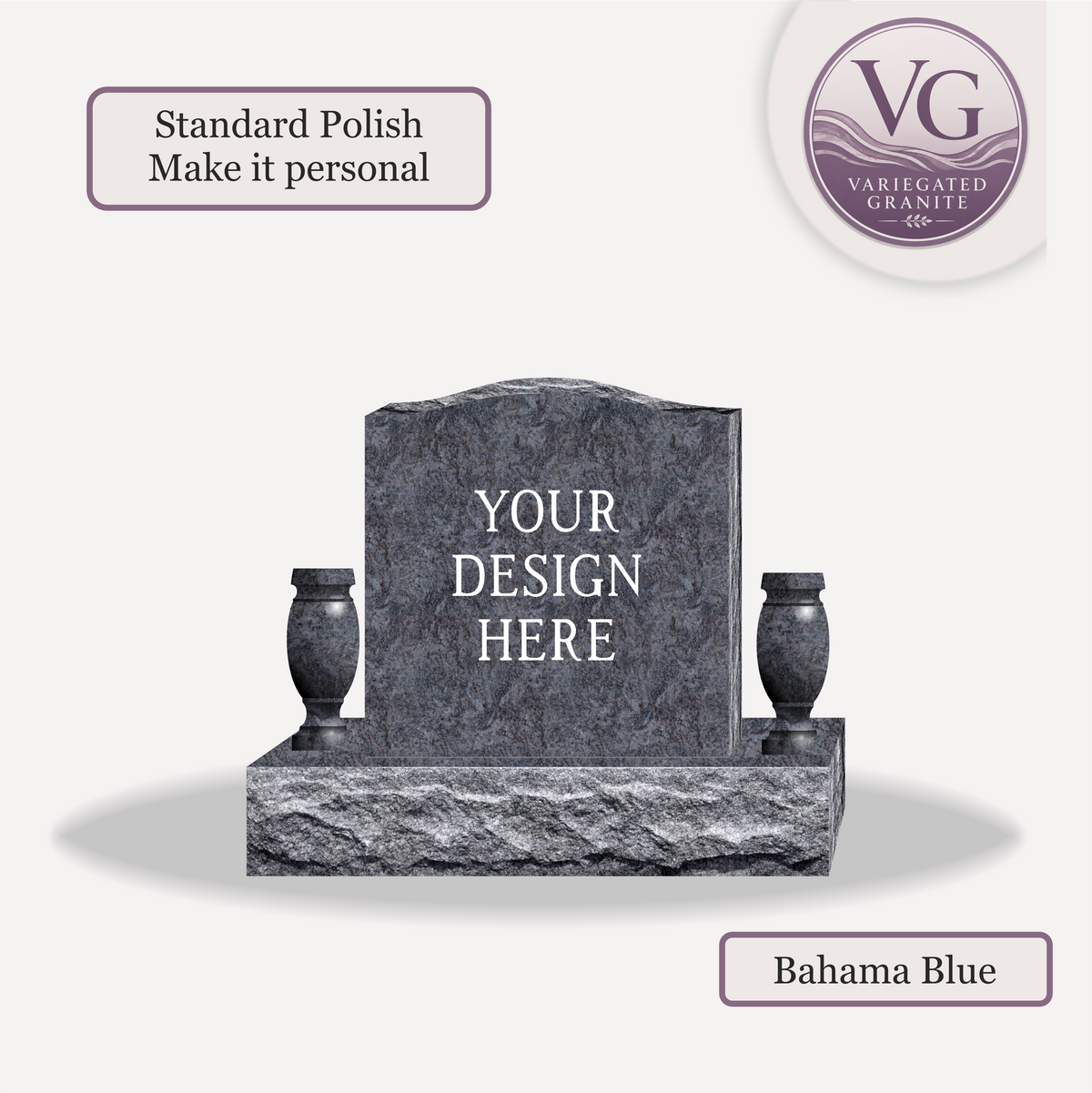 Upright Monument With 2 Vases – 20x4x20 upright on 32x8x6 Base