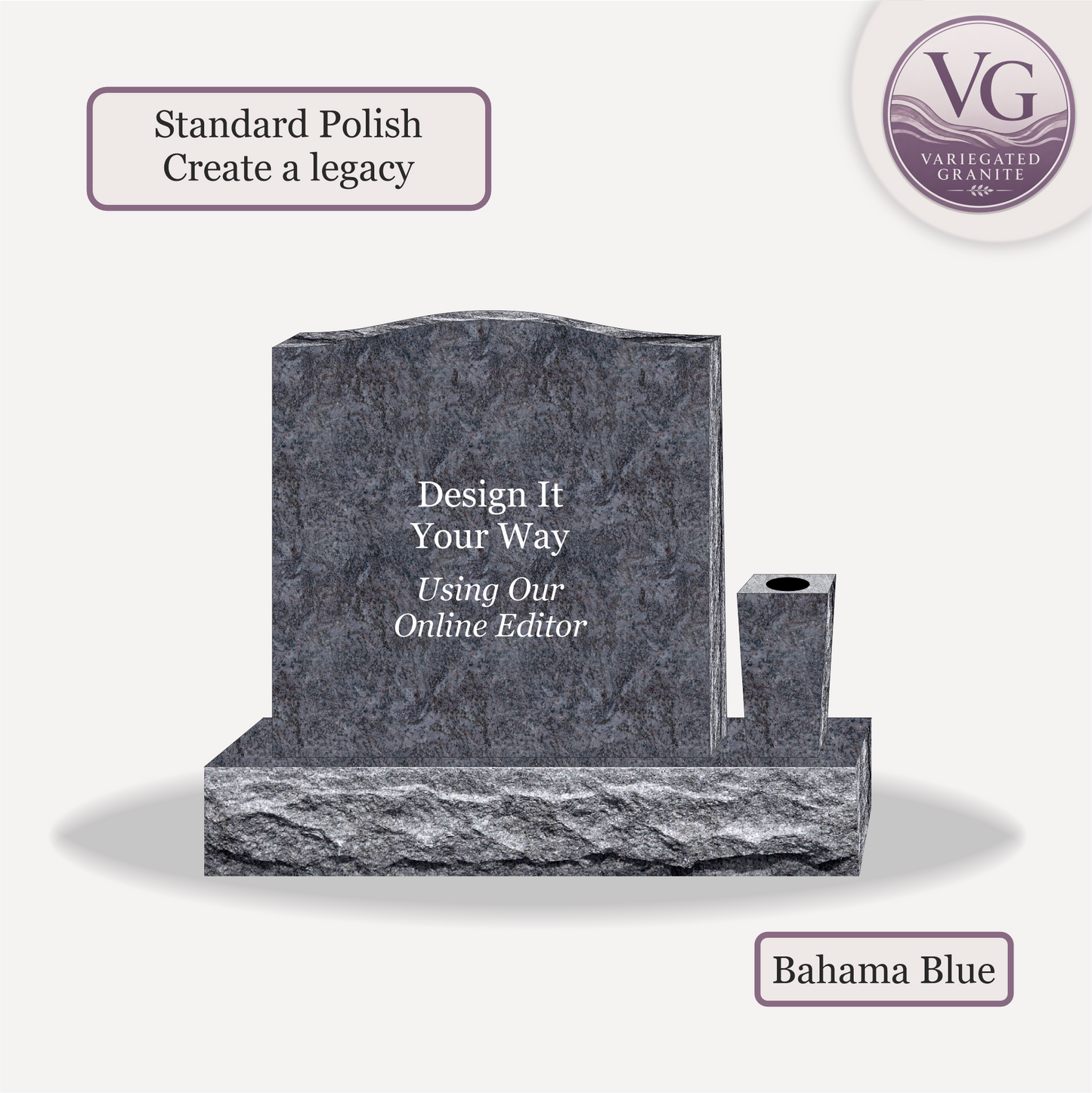 Upright Monument With 1 Vase – 24x6x24 upright on 36x12x6 Base