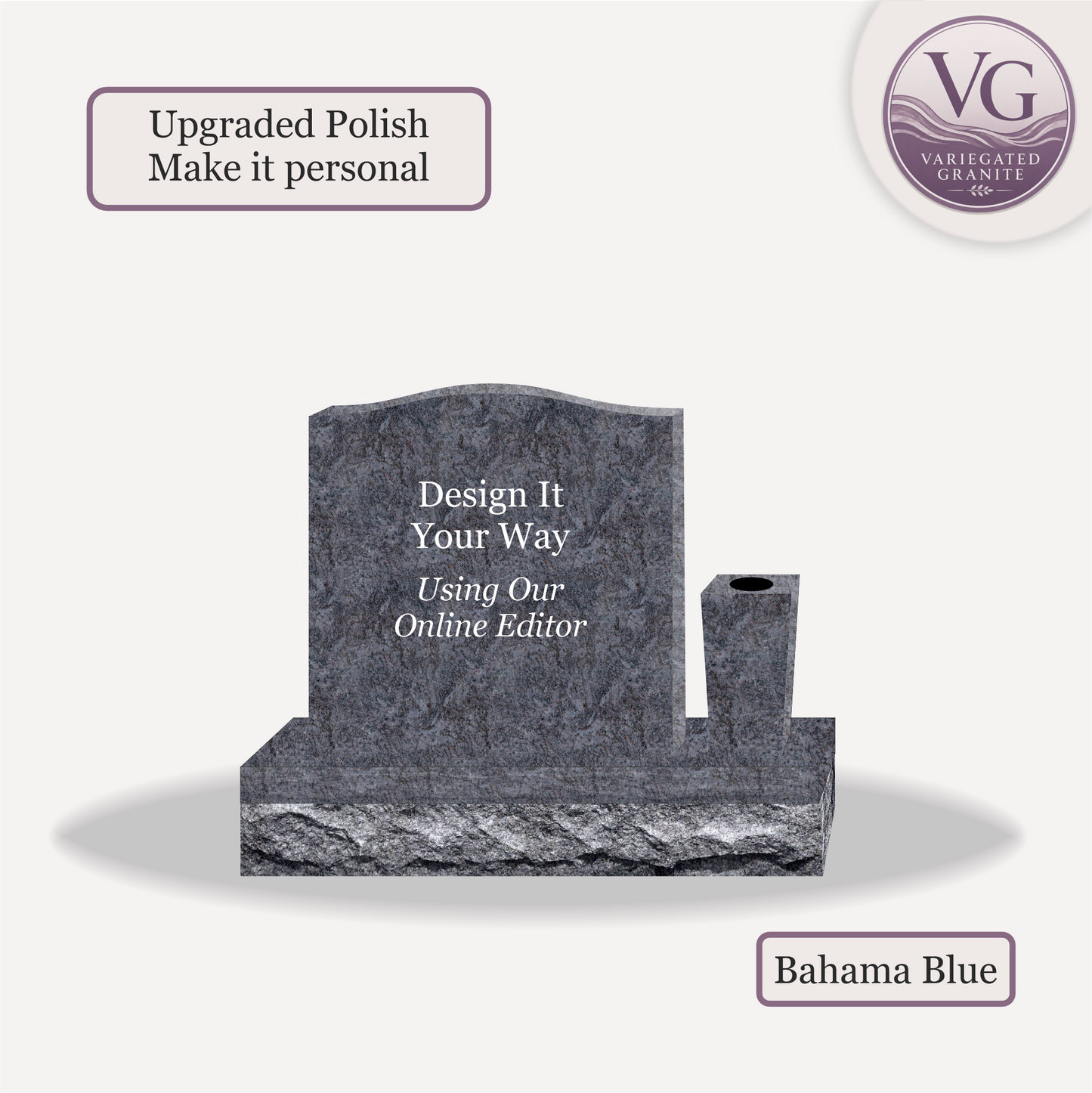 Upright Monument With 1 Vase – 20x4x20 upright on 32x8x6 Base