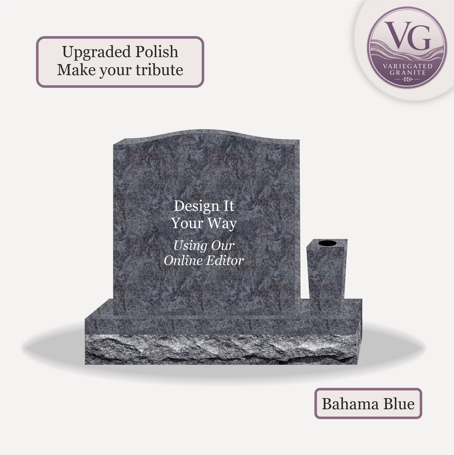 Upright Monument With 1 Vase – 24x6x24 upright on 36x12x6 Base