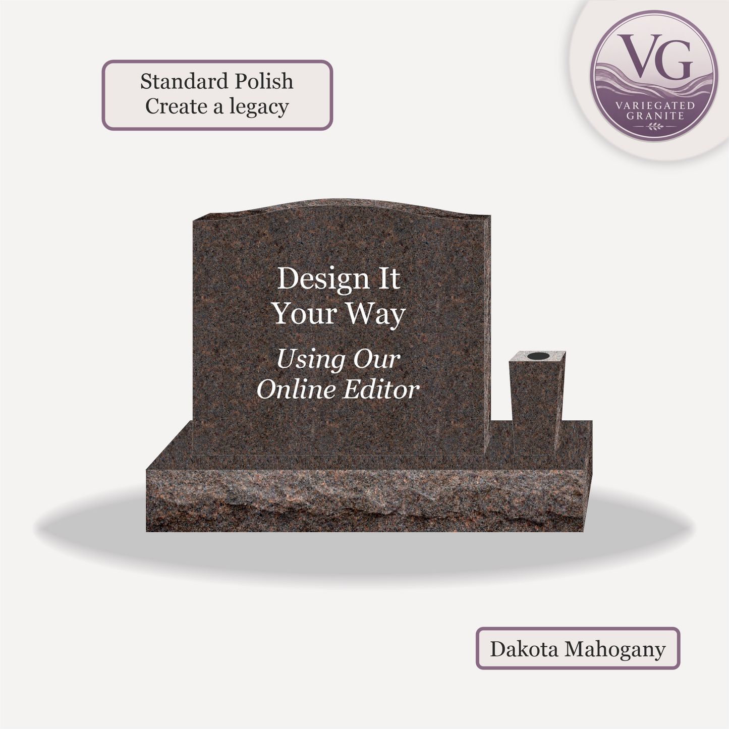Upright Monument With 1 Vase – 28x6x24 upright on 42x12x6 Base