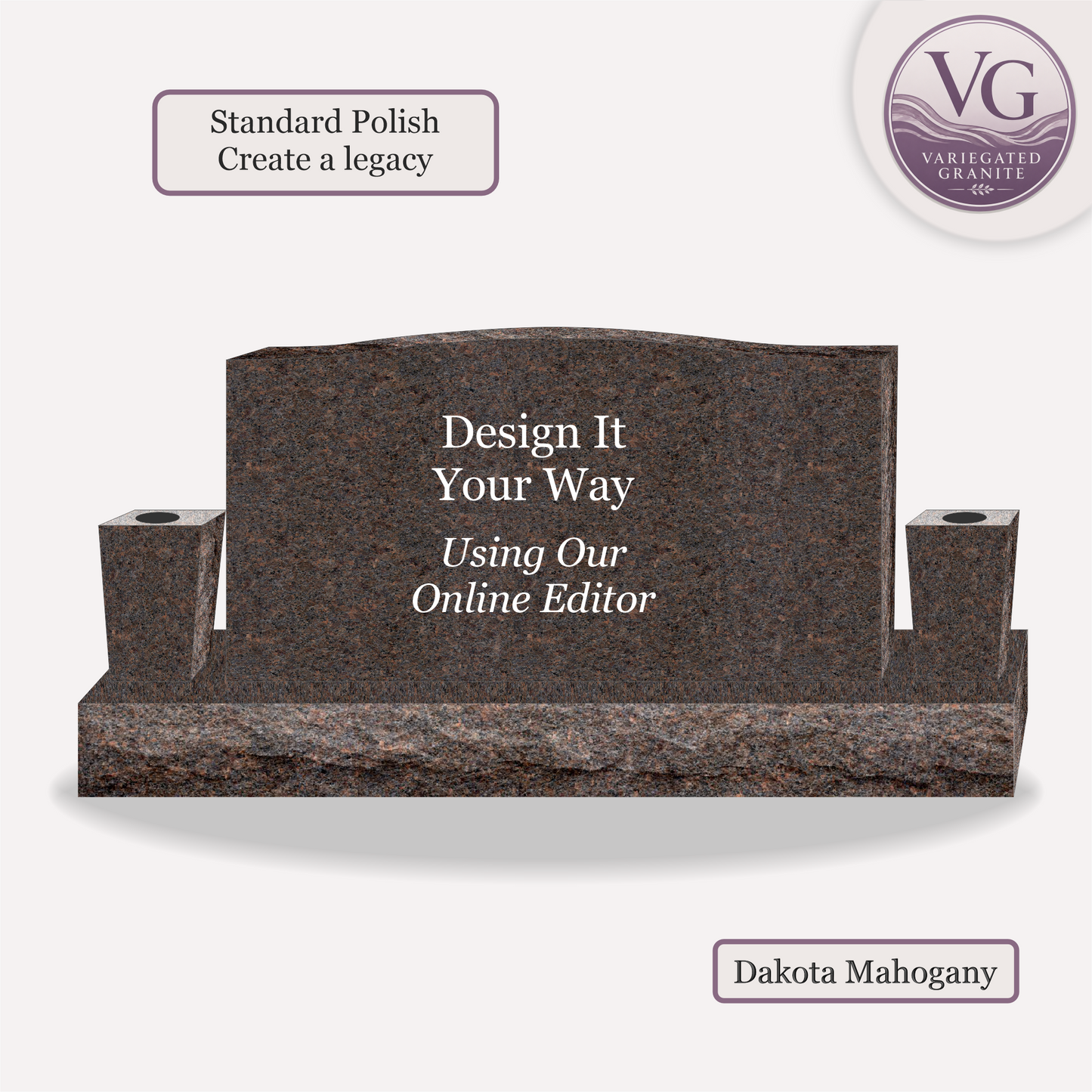 Companion Monument With 2 Vases – 42x6x22 upright on 60x12x6 Base