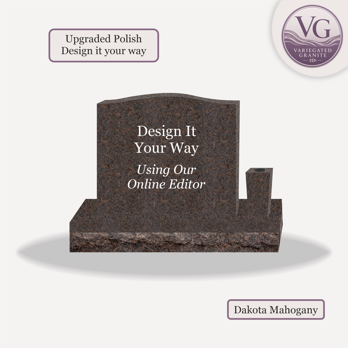 Upright Monument With 1 Vase – 28x6x24 upright on 42x12x6 Base