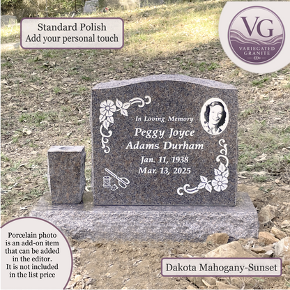 Upright Monument With 1 Vase – 24x6x20 upright on 36x12x6 Base