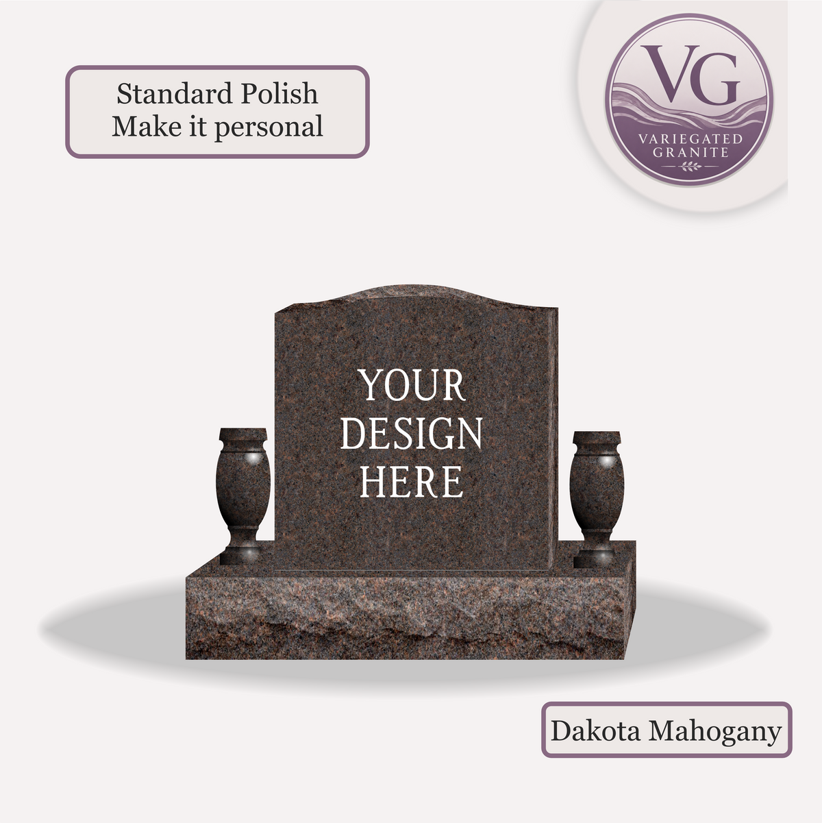 Upright Monument With 2 Vases – 20x4x20 upright on 32x8x6 Base