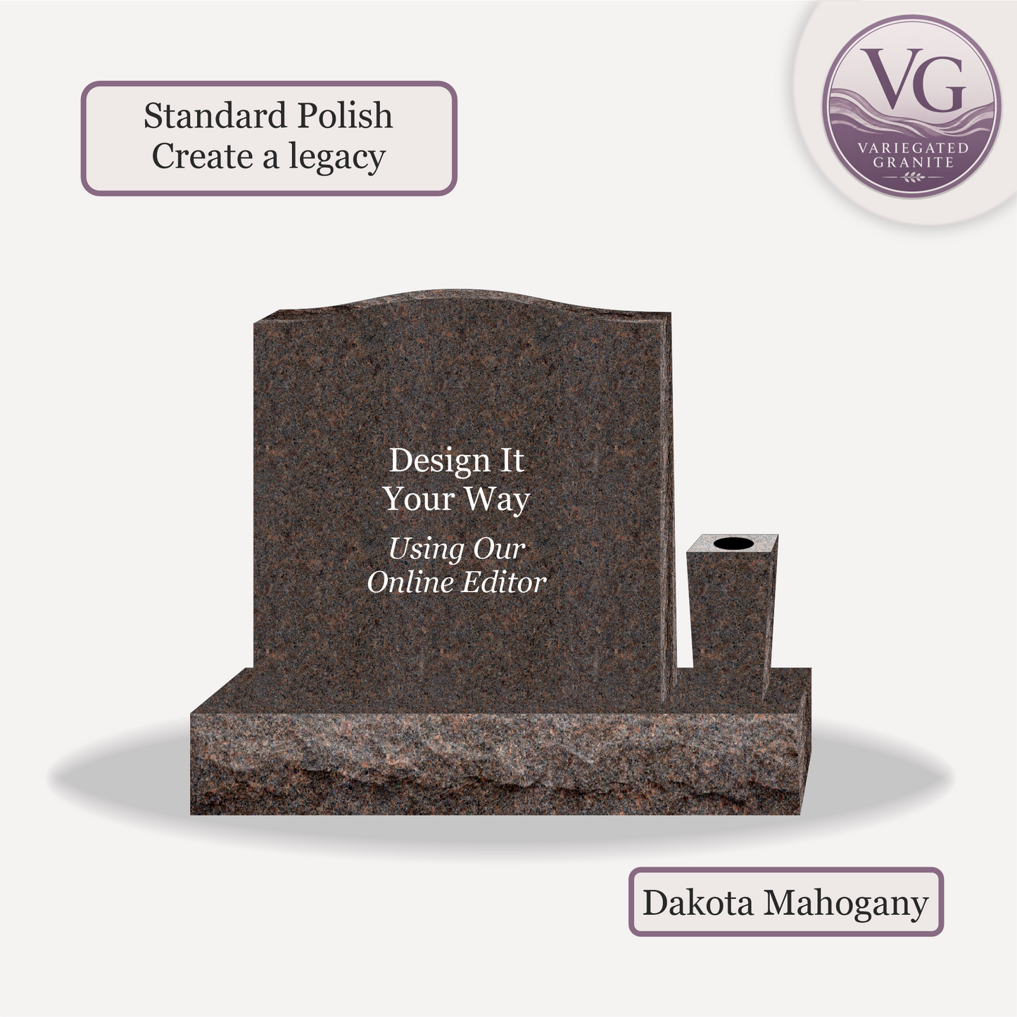 Upright Monument With 1 Vase – 24x6x24 upright on 36x12x6 Base