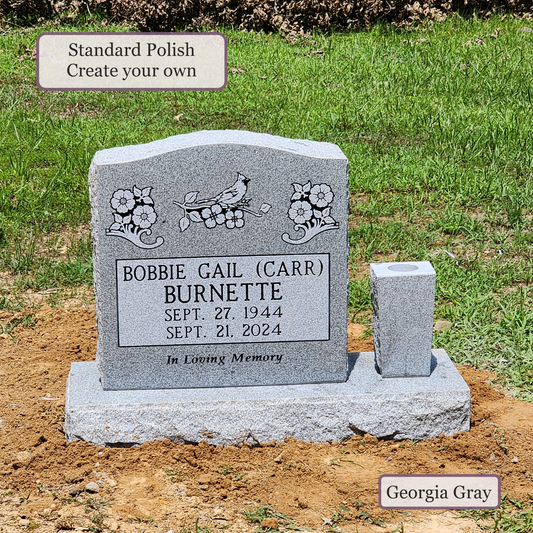 Upright Monument With 1 Vase – 20x6x20 upright on 32x12x6 Base