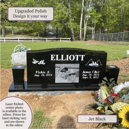 Companion Monument With 2 Vases – 42x6x22 upright on 60x12x6 Base