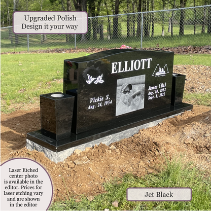Companion Monument With 2 Vases – 42x6x22 upright on 60x12x6 Base