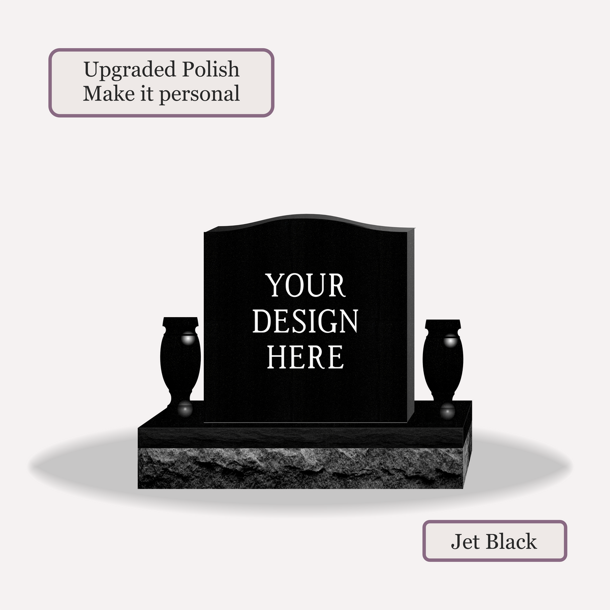Upright Monument With 2 Vases – 20x4x20 upright on 32x8x6 Base