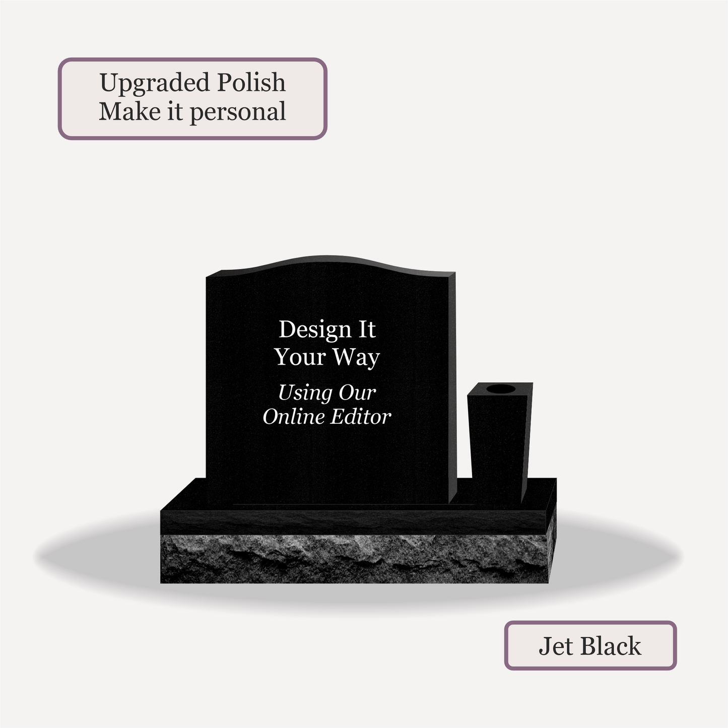 Upright Monument With 1 Vase – 20x4x20 upright on 32x8x6 Base